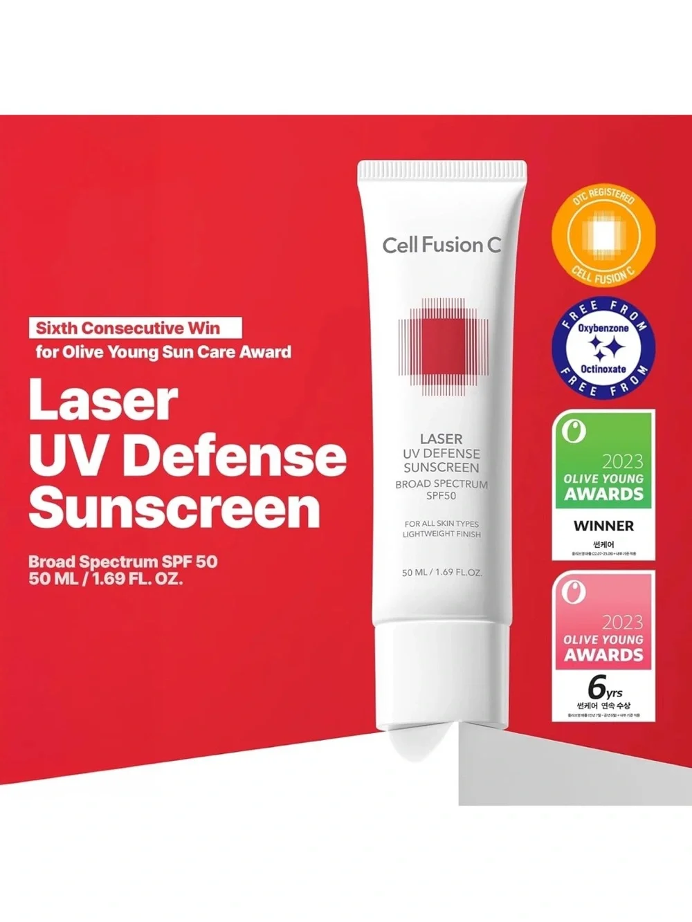 KBeauty Cell Fusion C Laser UV Defense Sunscreen SPF 50, 1.69 fl oz, Exp 02/2027